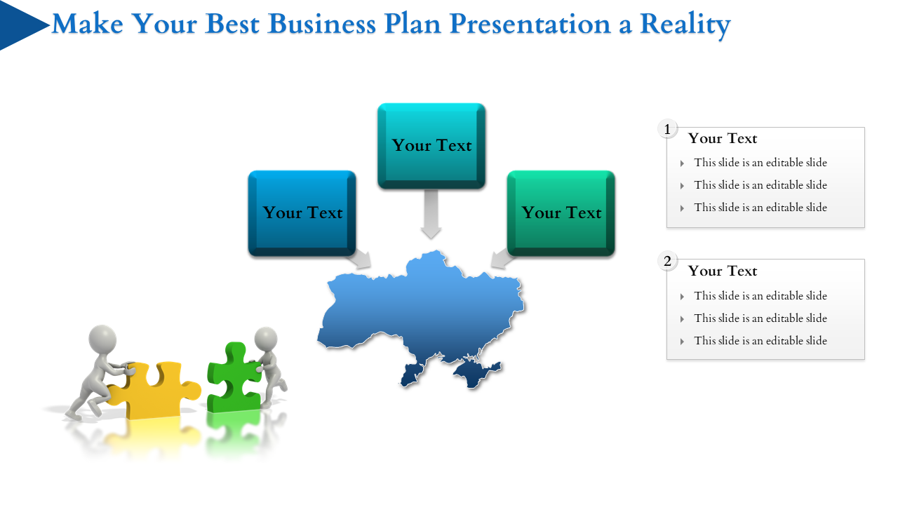Free - Business Plan Presentation With World Map and Puzzles